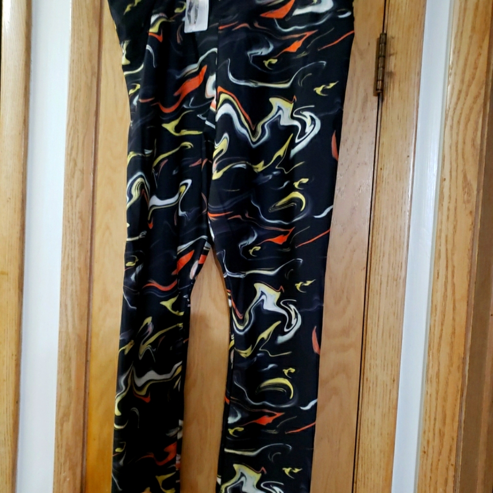 Crane  Size XL  Black/Yellow Marbled Yoga Pants Breathable Stretch OekoTex